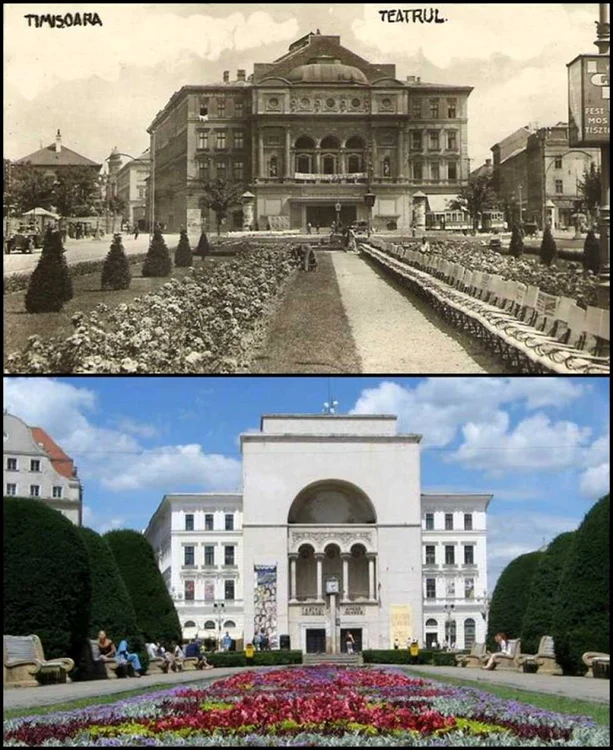 Transformările fațadei Operei din Timișoara FOTO arhivă Adevărul