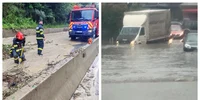 Trafic blocat pe DN1, în Prahova, după surparea unui versant și scurgeri de aluviuni FOTO Meteoplus