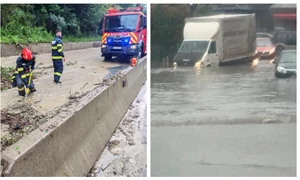 Trafic blocat pe DN1, în Prahova, după surparea unui versant și scurgeri de aluviuni FOTO Meteoplus