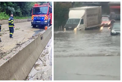 Trafic blocat pe DN1, în Prahova, după surparea unui versant și scurgeri de aluviuni FOTO Meteoplus