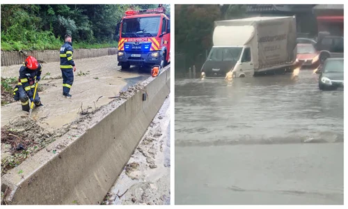 Trafic blocat pe DN1, în Prahova, după surparea unui versant și scurgeri de aluviuni FOTO Meteoplus