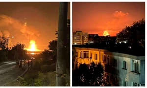 Atacurile rușilor în Ucraina, vizibile din România FOTO Facebook 