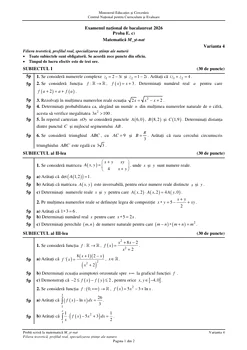 Subiecte la matematică - Filiera teoretică, profilul real, specializarea științe ale naturii FOTO edupedu.ro