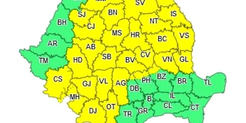 Harta meteo cod galben