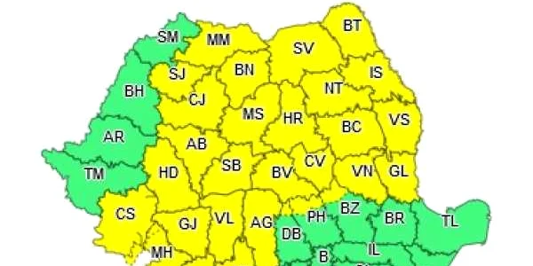 Harta meteo cod galben