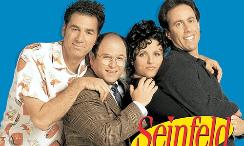 Jerry Seinfeld şi vecinul excentric Kramer (Michael Richards), George (Jason Alexander) și fosta iubită Elaine (Julia Louis Dreyfus) jpeg