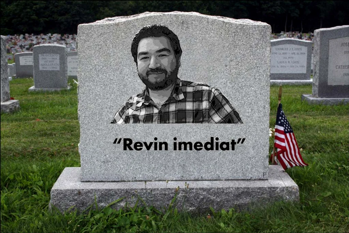 
    Pietrele funerare nu trebuie să fie plictisitoare: "Revin imediat"Foto: thehiggsweldon.com  