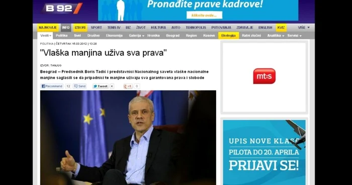 Boris Tadic ignoră în continuare drepturilor comunităţii româneşti din Valea Timocului