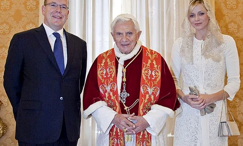 Pope Benedict XVI Receives Prince Albert II of Monaco and Princess Charlene jpeg