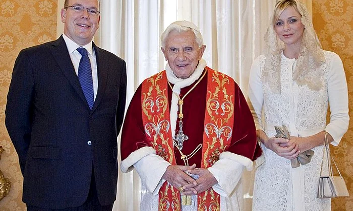 Pope Benedict XVI Receives Prince Albert II of Monaco and Princess Charlene jpeg