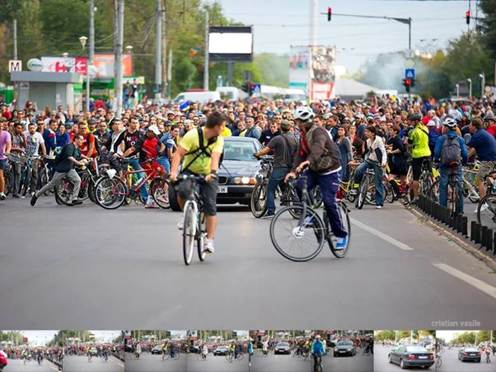 bmw proteste biciclisti masina FOTO Facebook Cristian Vasile