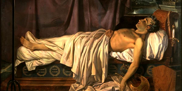 Lord Byron pe patul de moarte, pictat de Joseph Denis Odevaere Muzeul Groeninge, Bruges jpg