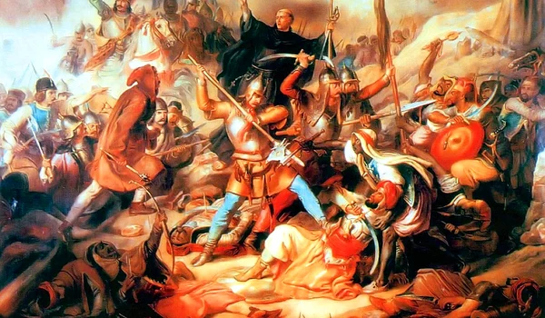 Bătălia de la Belgrad, pictură maghiară din secolul XIX. În mijloc se află Giovanni da Capistrano ridicând crucea (© Wikimedia Commons)