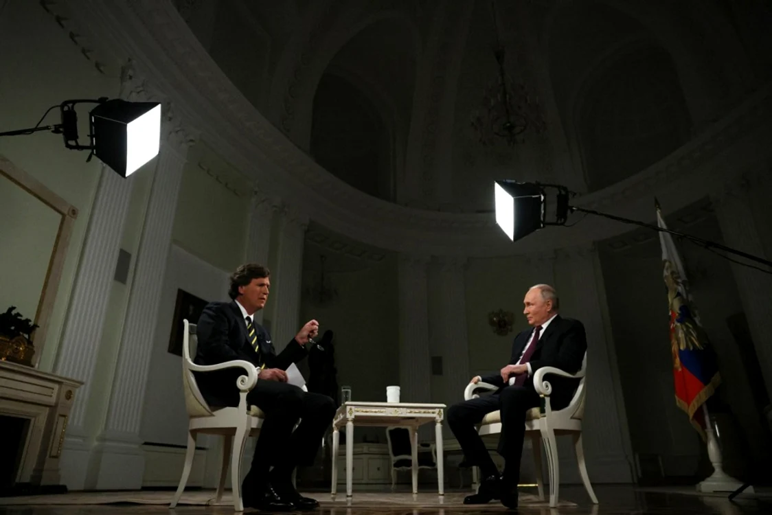 Tucker Carlson și VLadimir Putin s-au întâlnit la Moscova anul trecut FOTO EPA EFE
