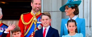 Kate Middleton și Prințul William cu copiii George, Charlotte și Louis trooping the colour foto profimedia jpg