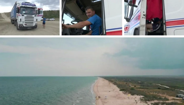 Băcăuanul nu a văzut nicio problemă în a-şi parca TIR-ul pe plaja din Corbu FOTO observatorconstanta.ro