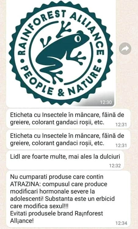 Alerta care a circulat prin intermediul WhatsApp