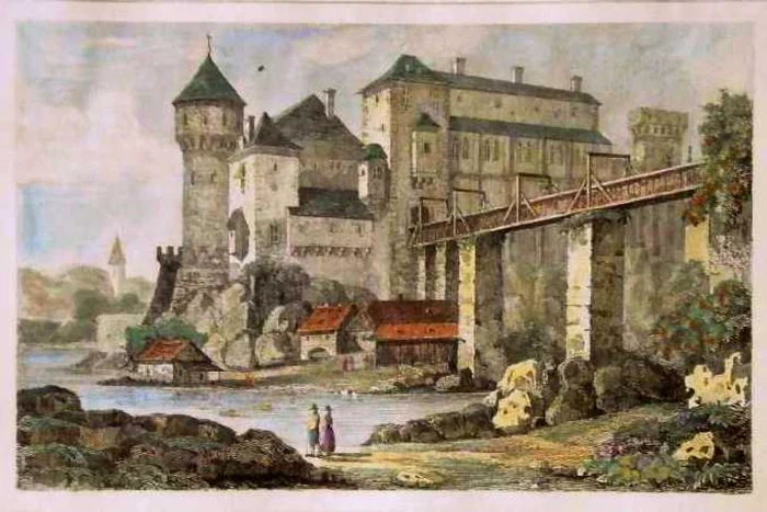 Castelul Huniazilor, înainte de incendiul din 1854.