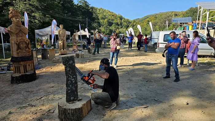 Drujba folosită la festivalul de la Vaideeni Vâlcea pentru a sculpta lemnul F: Pensiunea Cerna