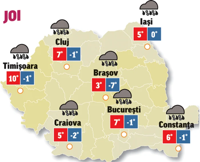 Prognoza meteo 19 martie vine cu temperaturi scăzute apropiate de limita gerului