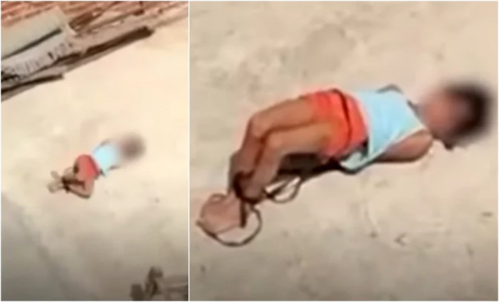 Fetiţa a fost ţinută afară, la 45 de grade Celsius Foto: Captură Video
