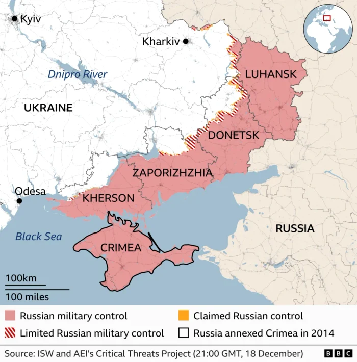 Regiunile controlate de Rusia FOTO: BBC