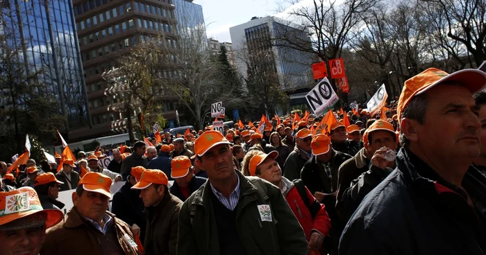 Fermierii au protestat joi, la Madrid FOTO Reuters