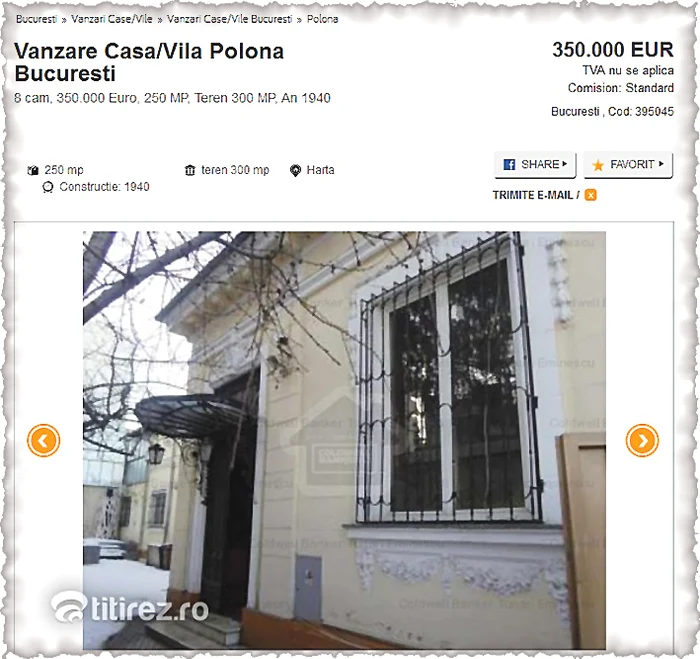 Vila, care are 8 camere, se află de fapt pe strada Tunari. Familia Lis cere acum 350.000 de euro, negociabil