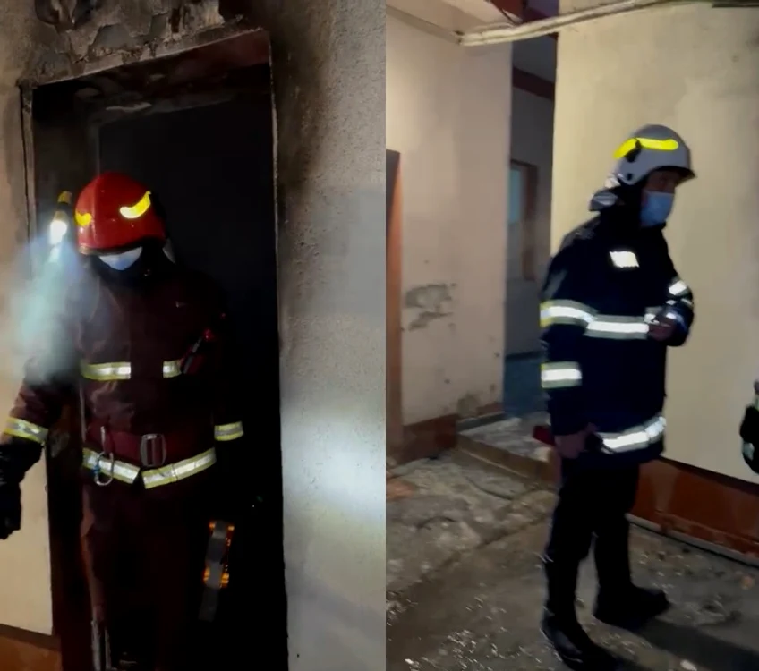 
    Pompierii au stins focul rapid la Spitalul suport COVID din PloieștiFOTO: Captură video ISU  