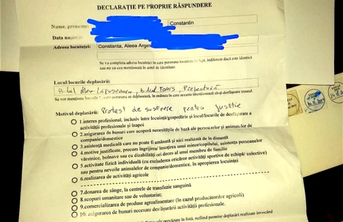 Declaraţie Constantin - protestatar avertisment Jandarmerie Constanţa Kovesi victorie CEDO Sursa Facebook Rezistenţa Constanţa