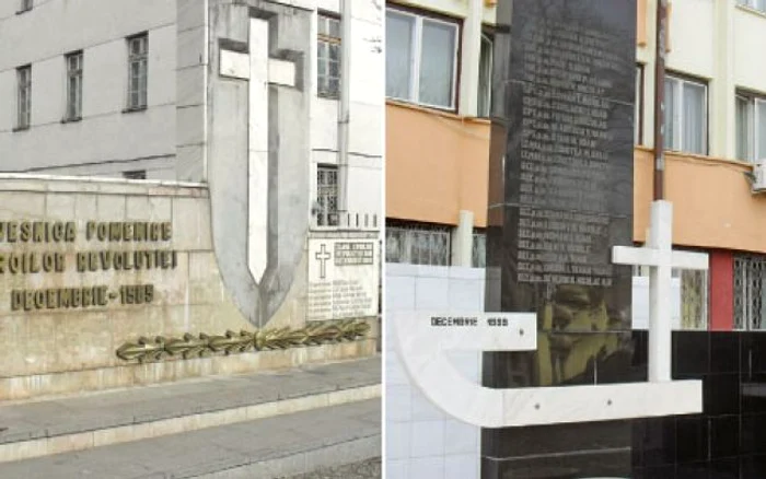 Monumentul ridicat pentru militarii morţi în Revoluţia de la Sibiu