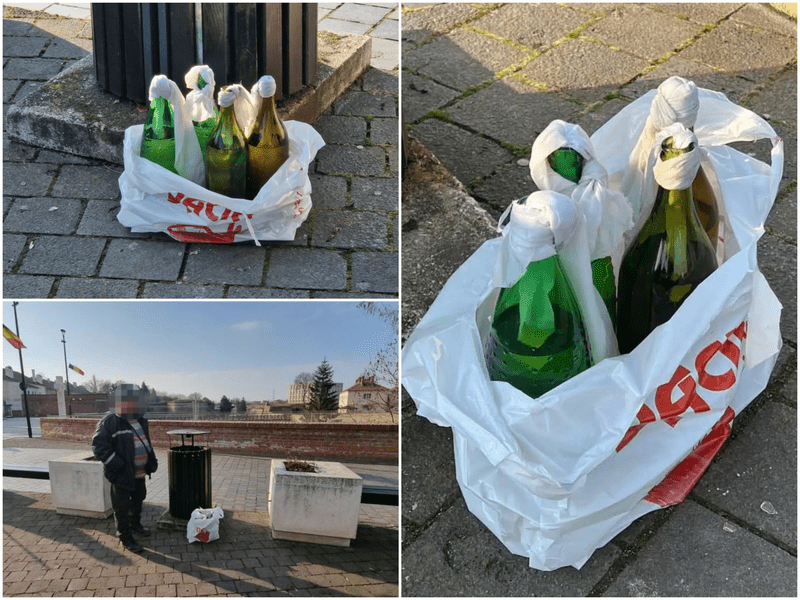 Patru cocktail-uri Molotov, descoperite într-un coș de gunoi lângă Catedrala Ortodoxă din Alba Iulia FOTO