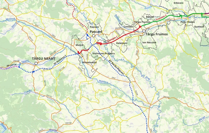 Hartă Autostrada A8 FOTO: CNIR/FB