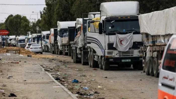 Camioane cu ajutoare în Gaza FOTO: arhivă