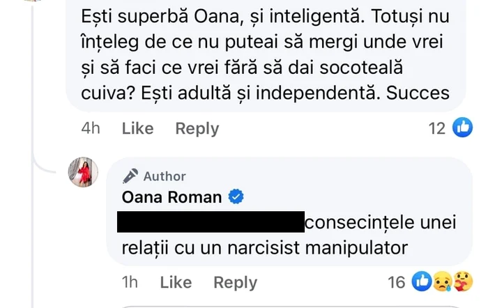 Întrebarea primită de Oana Roman / foto: Facebook