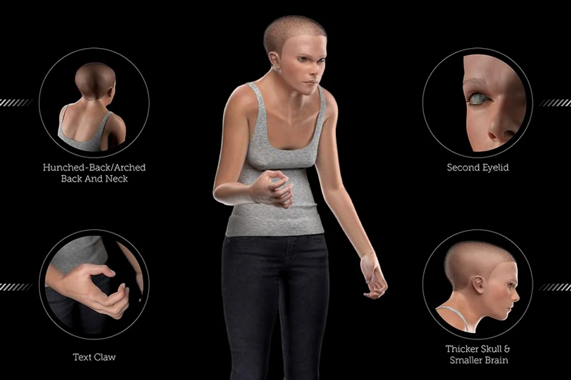 
    Mindy este un model 3D menit să ne arate cum vom evolua din cauza tehnologieiFoto: tollfreeforwarding.com  