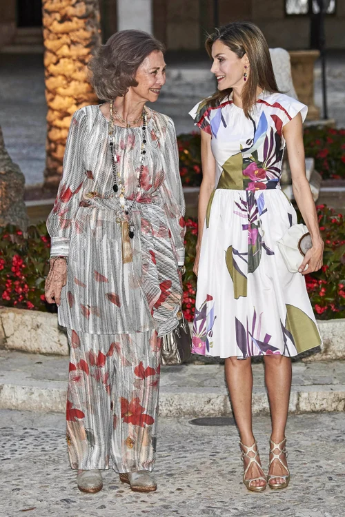 King Felipe and Queen Letizia and Queen Sofia during an audience with local authorities at the Almudaina's Palace in Palma Mallorca jpeg