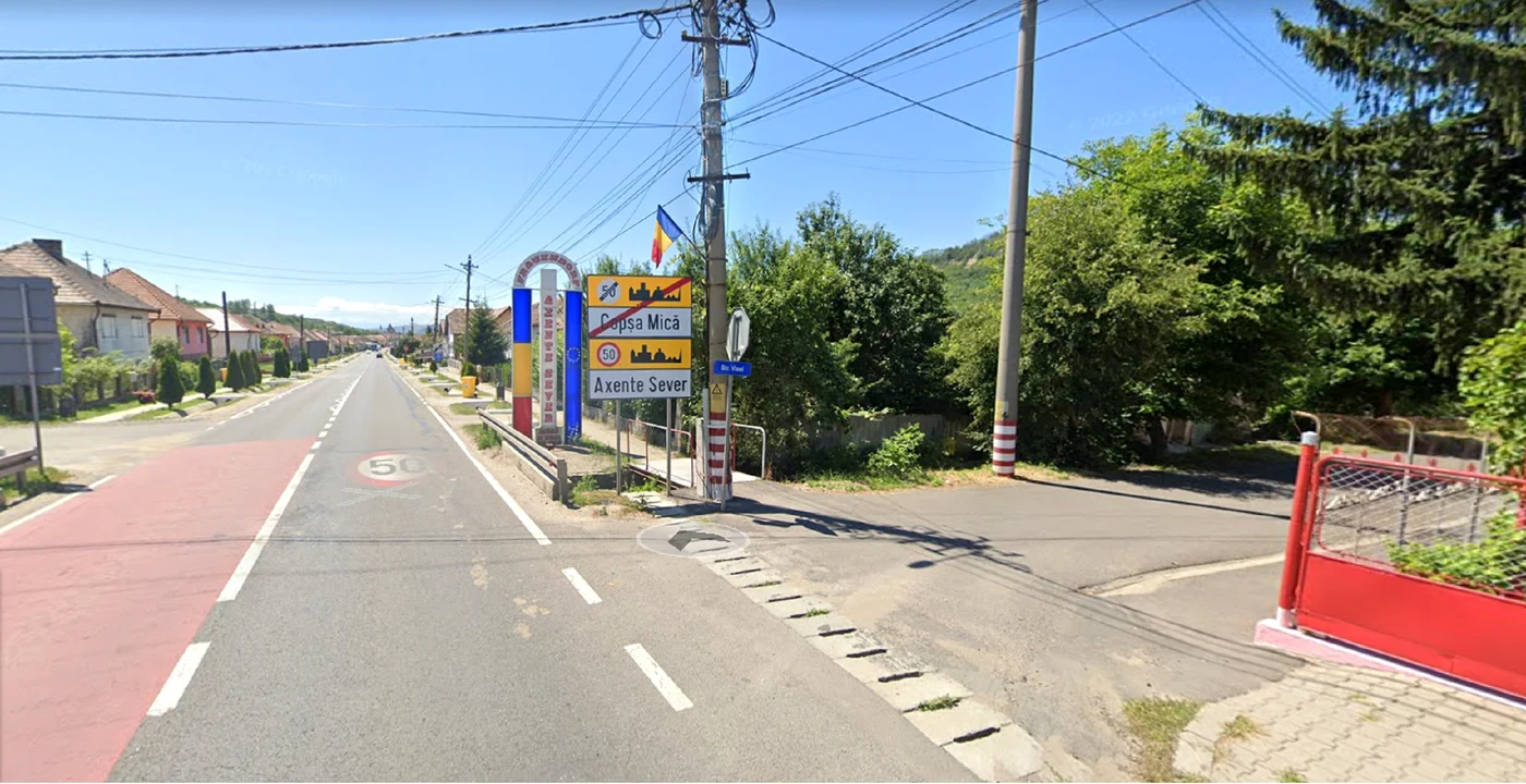 Intrarea în localitatea Axente Sever din județul Sibiu