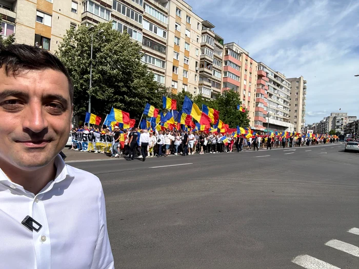 George Simion, la Sărbătoarea Tricolorului. FOTO Facebook George Simion