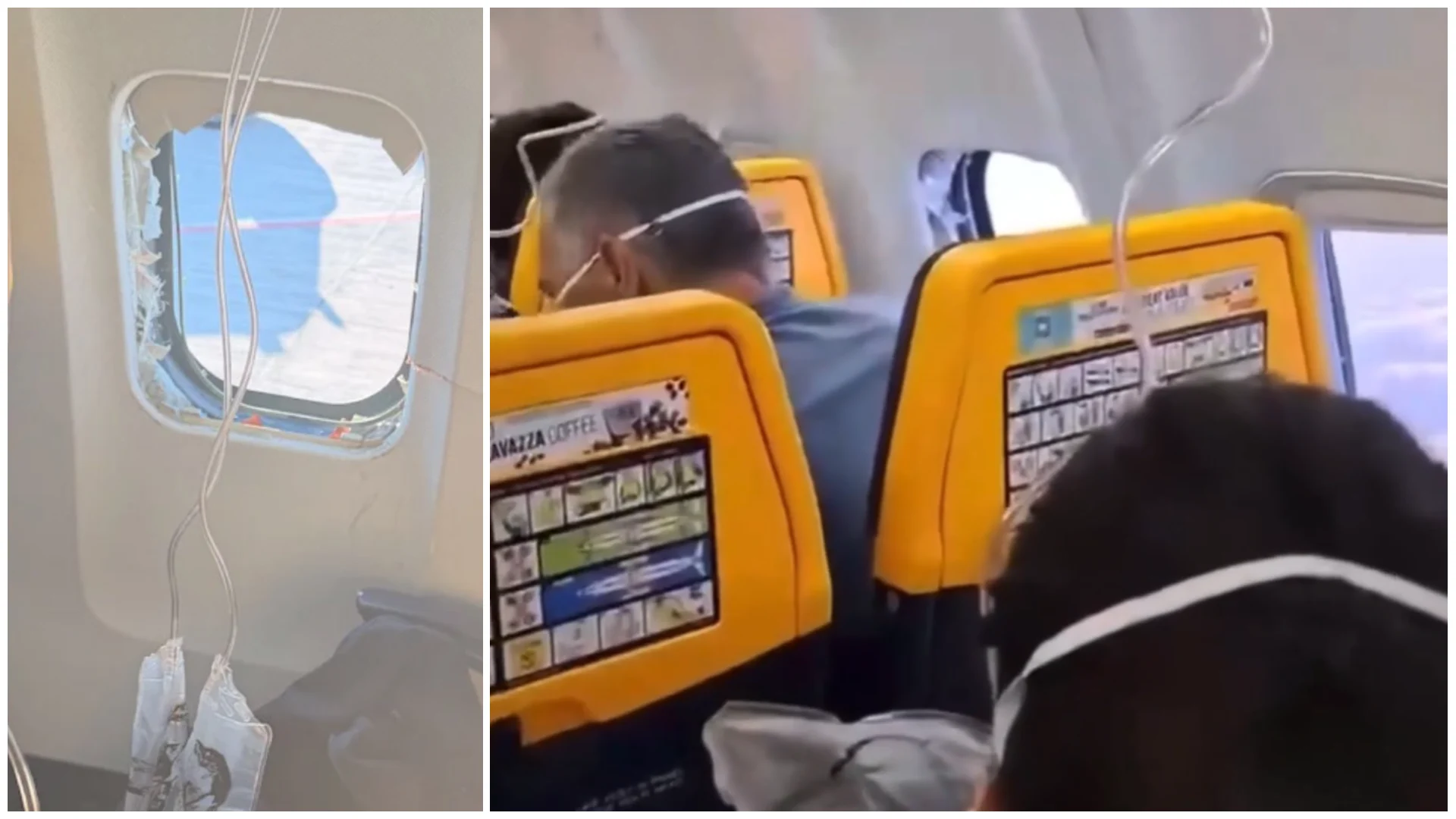 Scene de groază într-un avion Ryanair: pasager aspirat parțial prin geamul spart. „Capul și umerii îi erau în afară!”