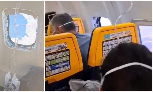geam spart avion ryan air FOTO colaj captura video X 