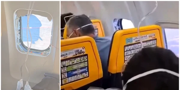 geam spart avion ryan air FOTO colaj captura video X
