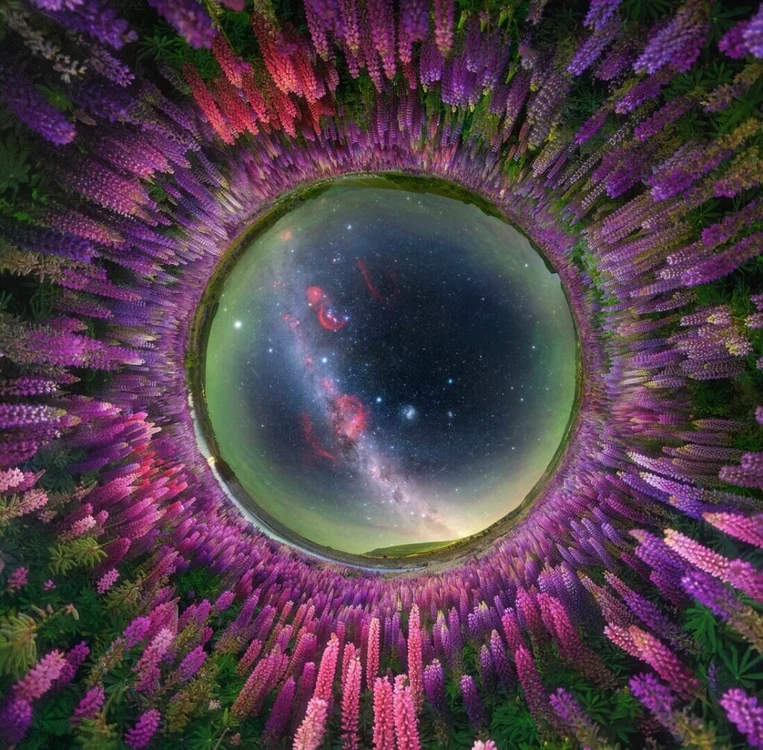 „The Milky Way Over a Field of Lupines” FOTO: Alvin Wu
