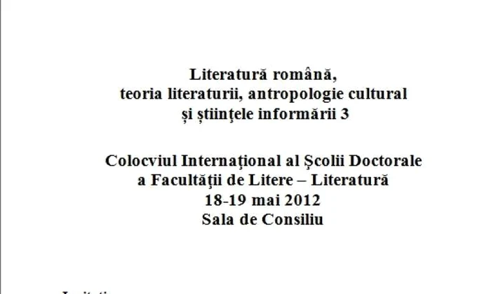 Colocviul Internaţional al Şcolii Doctorale a Facultăţii de Litere jpeg