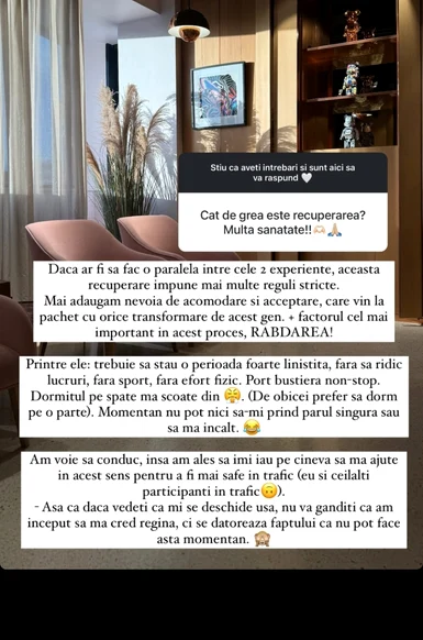 Adelina a vorbit despre recuperarea de după intervenție / foto: Instagram