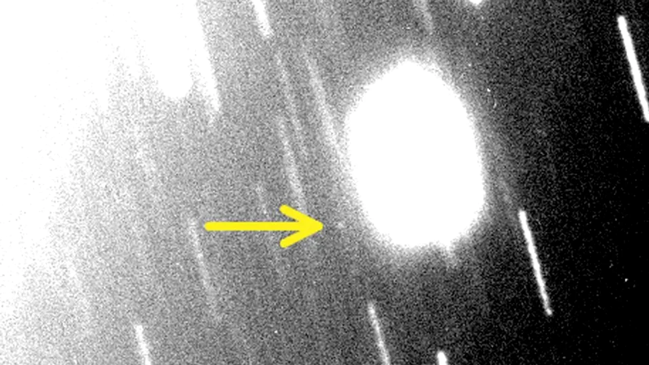 Această imagine arată noua lună uraniană S/2023 U1 cu ajutorul telescopului Magellan 