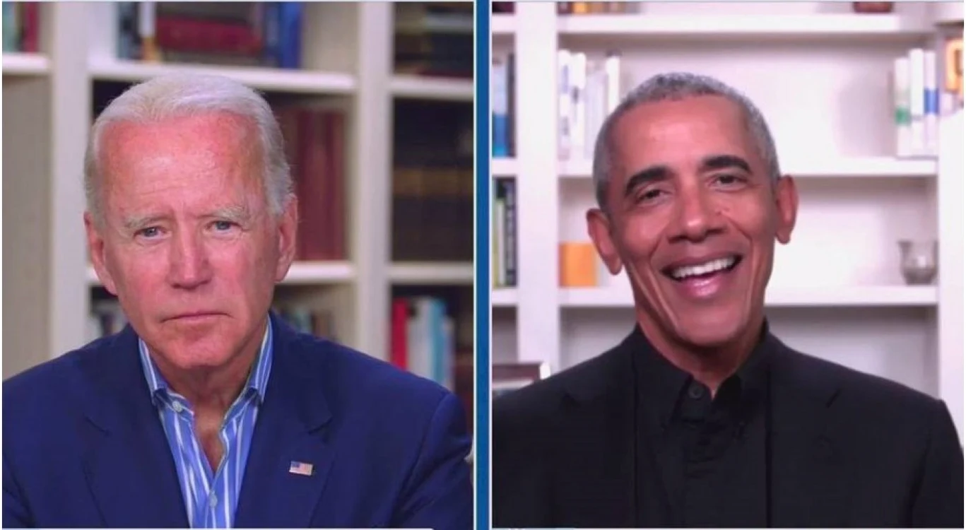 Barack Obama (dreapta) ajutându-l pe Joe Biden (stânga) să strângă fonduri pentru campanie FOTO 20minutes.fr