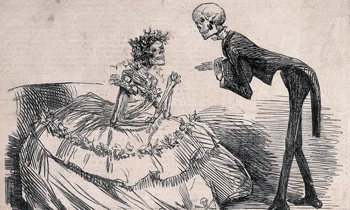 Valsul arsenicului. Noul dans al morții. Caricatură publicată de Punch Magazine, în 1862 (© Public Domain Image Archive / Wellcome Collection)