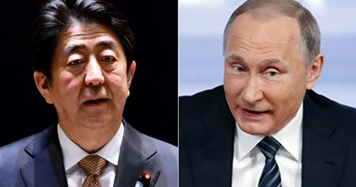 Premierul japonez Shinzo Abe şi preşedintele rus Vladimir Putin FOTO NDTV
