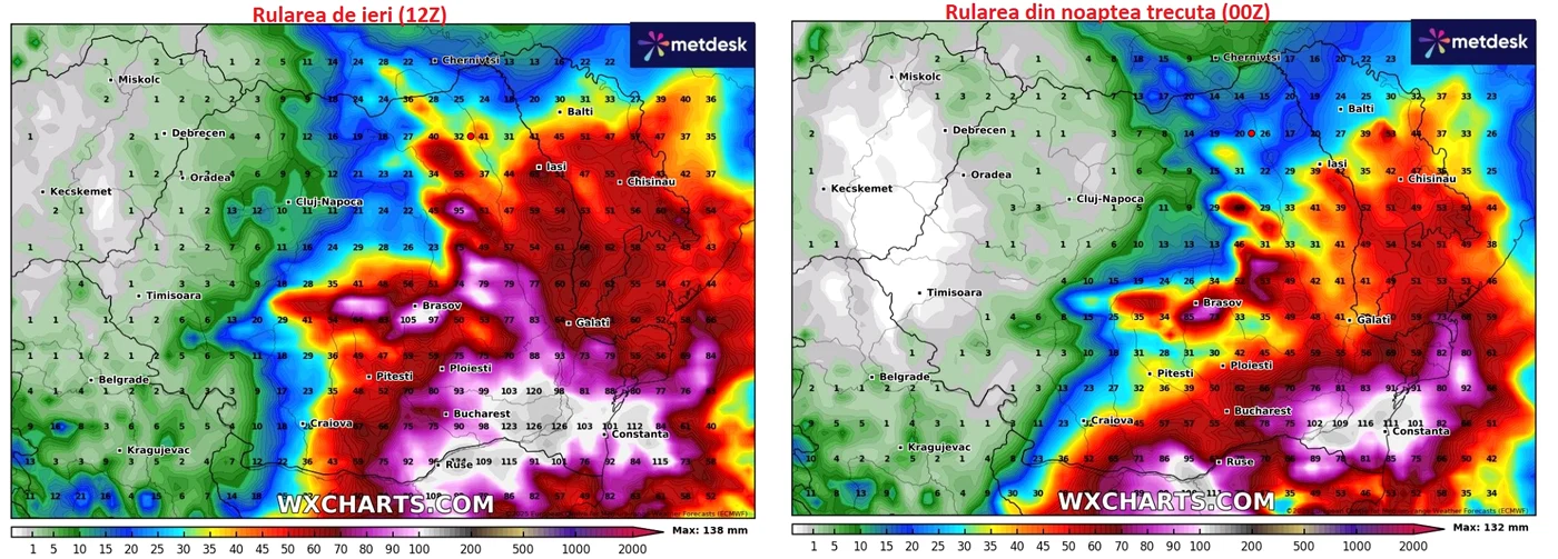 Hărți publicate pe pagina Climatologie si Prognoze globale. FOTO FB Climatologie si Prognoze globale